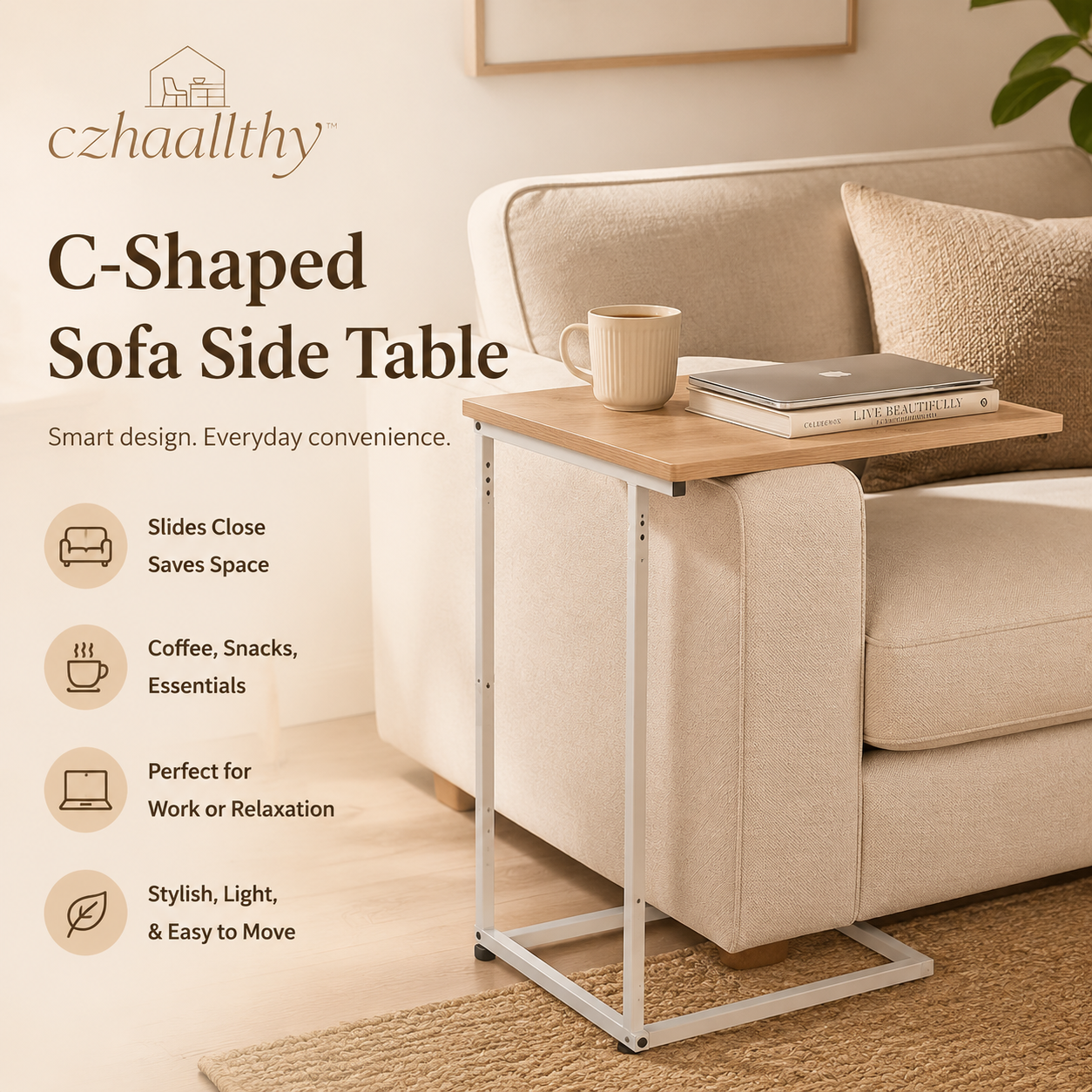 𝒄𝒛𝒉𝒂𝒂𝒍𝒍𝒕𝒉𝒚™ C-Shaped Sofa Side Table